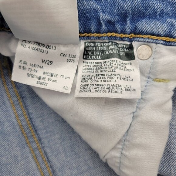 Levi Strauss Women's Lt Wash Raw Hem High-Rise Button Fly Ribcage Shorts Sz 29 - Picture 16 of 16